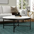 thumbnail image 5 of Maklaine Contemporary Coffee Table with Faux Marble Top in Black/Bronze, 5 of 8