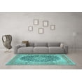 thumbnail image 3 of Ahgly Company Indoor Rectangle Medallion Turquoise Blue Traditional Area Rugs, 5' x 7', 3 of 4