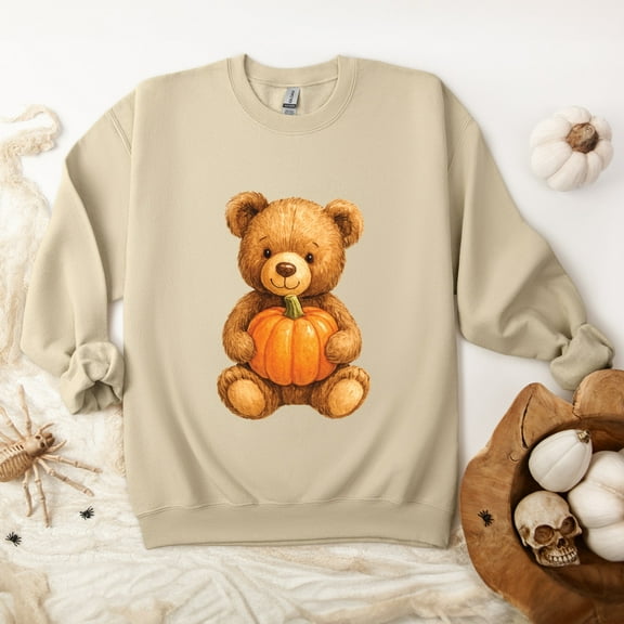 Watercolor Pumpkin Bear -  Womens Sweatshirt