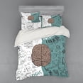 thumbnail image 2 of Ambesonne Modern Bedding Set 3 Pcs, Music Logic Brain Art, Twin, White Teal Umber, 2 of 3