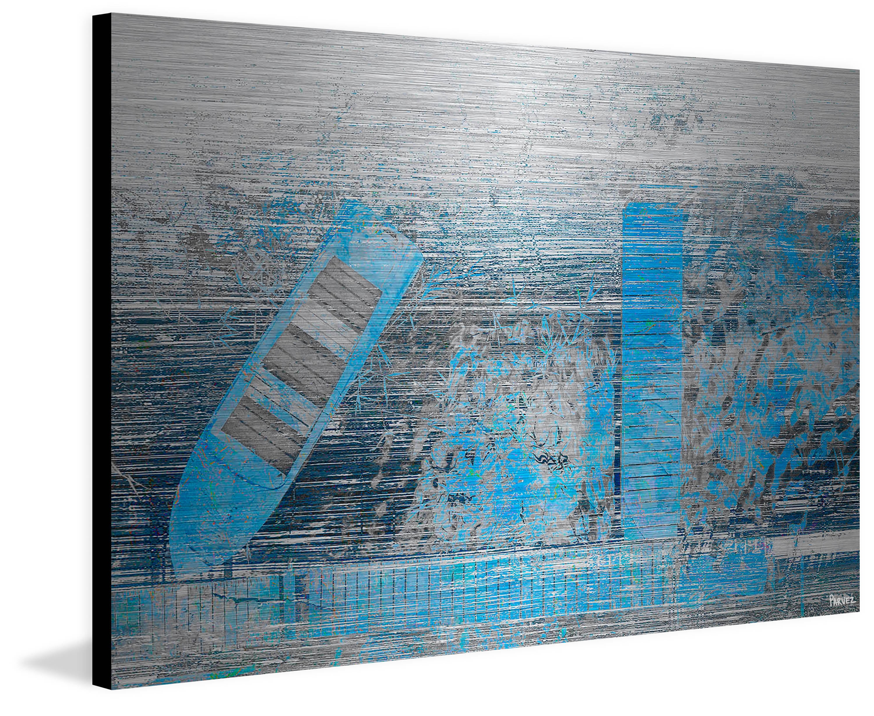Parvez Taj "Faded Blue Pier" Painting Print on Brushed Aluminum