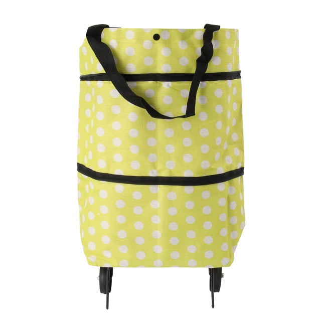 MasteelfCA Sac de Magasinage Pliable et Rabattable avec Roues Chariot de Magasinage Sacs de Chariot Chariot de Magasinage Chariot de Magasinage Pliable Sac de Magasinage à Roulettes Sac de Voyage (Pois Verts)