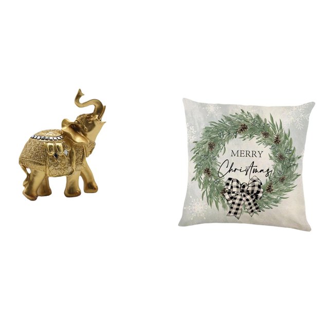 Figura de escritorio,Estante de estatua de elefante para escritorio,oficina,decoración del hogar,Funda de almohada,Funda de almohada navideña 2023 de 18 x 18 pulgadas,suave para