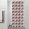 thumbnail image 2 of Red Christmas House and Tree Pattern Shower Curtain 36"x72" ,Bathroom Decorative Shower Curtains Set with 12 Hooks,Modern Waterproof Washable Shower Curtain, 2 of 6