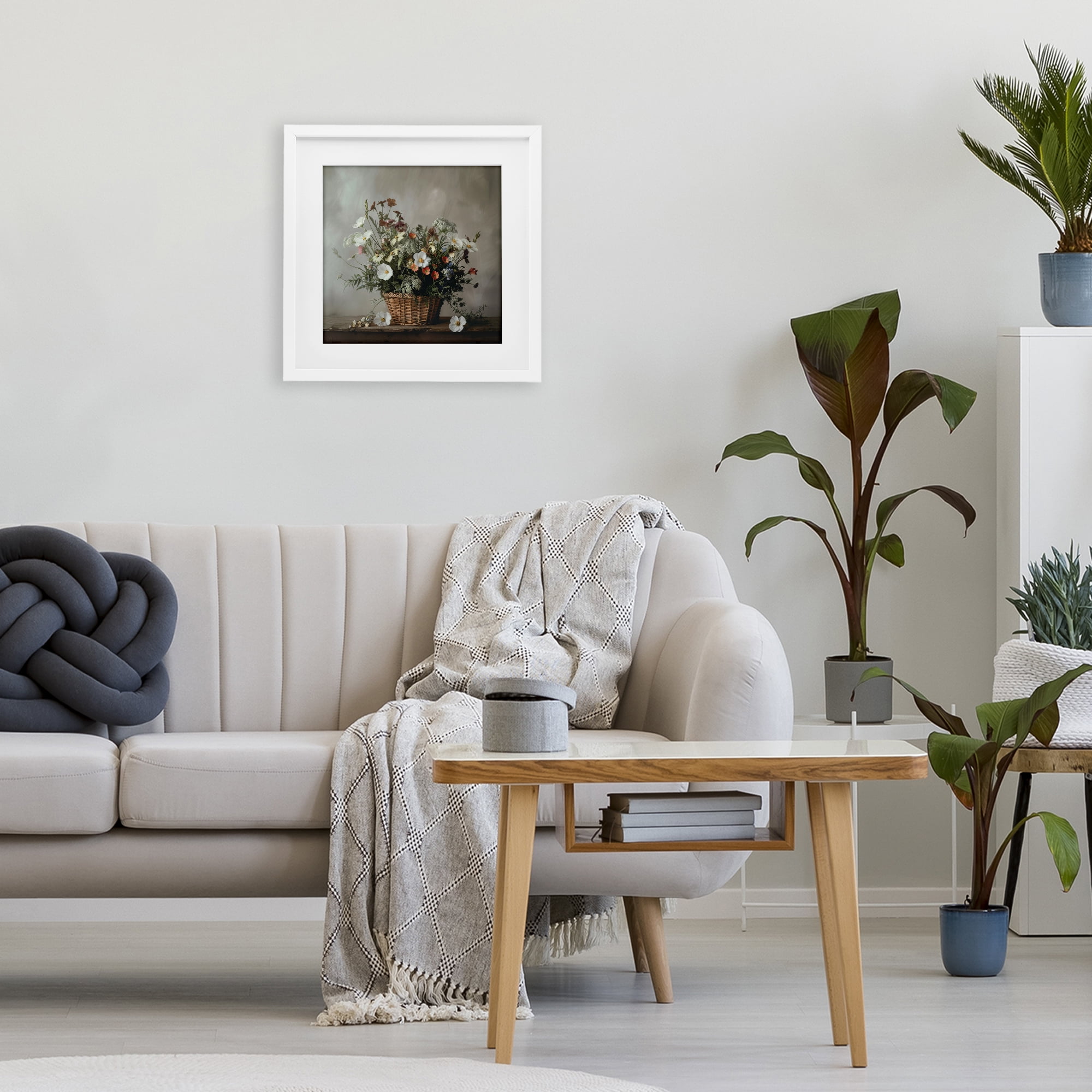 Stupell Industries Flowers In A Basket Arrangement White Framed Print Under Glass, design by Lazar Studio