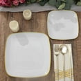 thumbnail image 5 of Balsa Circle 10 Square White 10" Disposable Salad Dinner Plastic Plates Gold Trim Party Events Decorations Supplies, 5 of 8