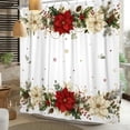 thumbnail image 4 of Nanqianyi Merry Christmas Shower Curtain,Red Poinsettia Snowflake Winter Polyester Fabric Bathroom Decor,Waterproof with Hooks 47 W x72 L Inch, 4 of 6