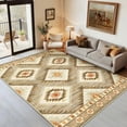 thumbnail image 3 of NewBuros 5'x7' Area Rugs for Living Room, Non-Slip Machine Washable Rugs, Soft Stain Resistant Low Pile Vintage Distressed Print Western Indoor Carpet, Camel, 3 of 12