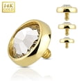 thumbnail image 1 of 14K Solid Gold CZ Gem Dermal Anchor Top 14G 4MM 5MM 6MM Rise, 1 of 5