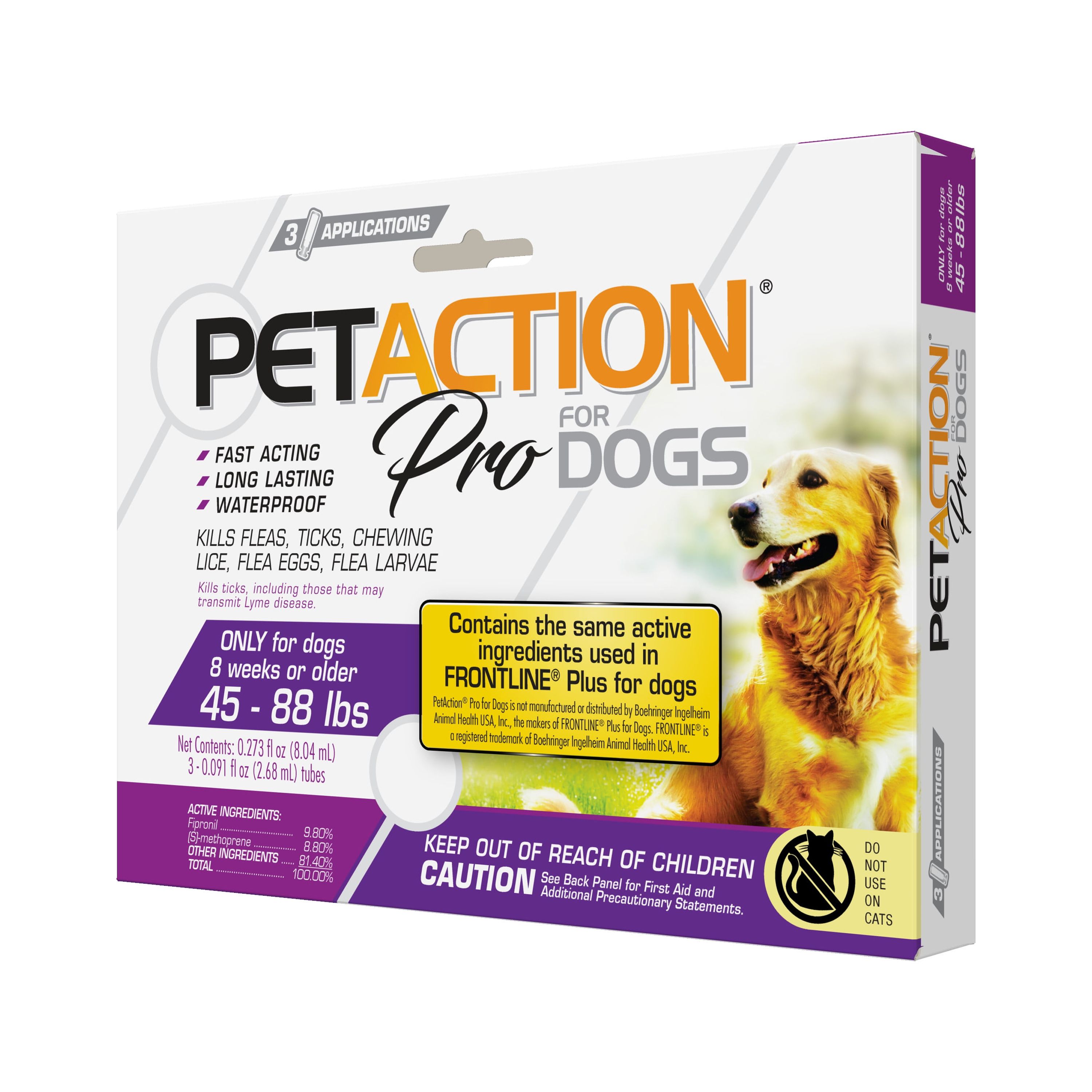 PETACTION PRO Flea & Tick Topical Treatment for Dogs 45-88 lbs, 3 Count - image 3 of 9