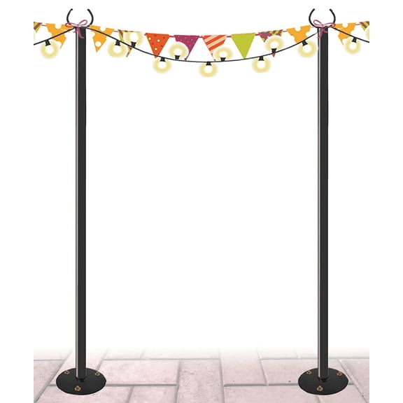 2PACK 10 FT Outdoor String Light Pole Stand for Deck Fence or Patio Railing, Adjustable Globe Patio Light Post for Hanging Outside Decorate Lighting