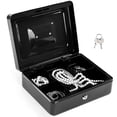 thumbnail image 1 of Caja de efectivo de seguridad KISHNELL con Cerradura 2 Llaves y bandeja 5 compartimientos portátil de metal, 1 of 5