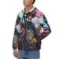 thumbnail image 3 of Zufioo Skeleton Cool Street Fashion Print Men's Hooded Cardigan, Zip-up Long-Sleeved Sweatshirt Jacket Sportswear-Small, 3 of 5