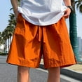 thumbnail image 6 of USNSM (S-5XL) Big and Tall Mens Linen Shorts Flat Front Casual Elastic Waist Drawstring Summer Beach Vacation Shorts with Pocket Orange S, 6 of 7