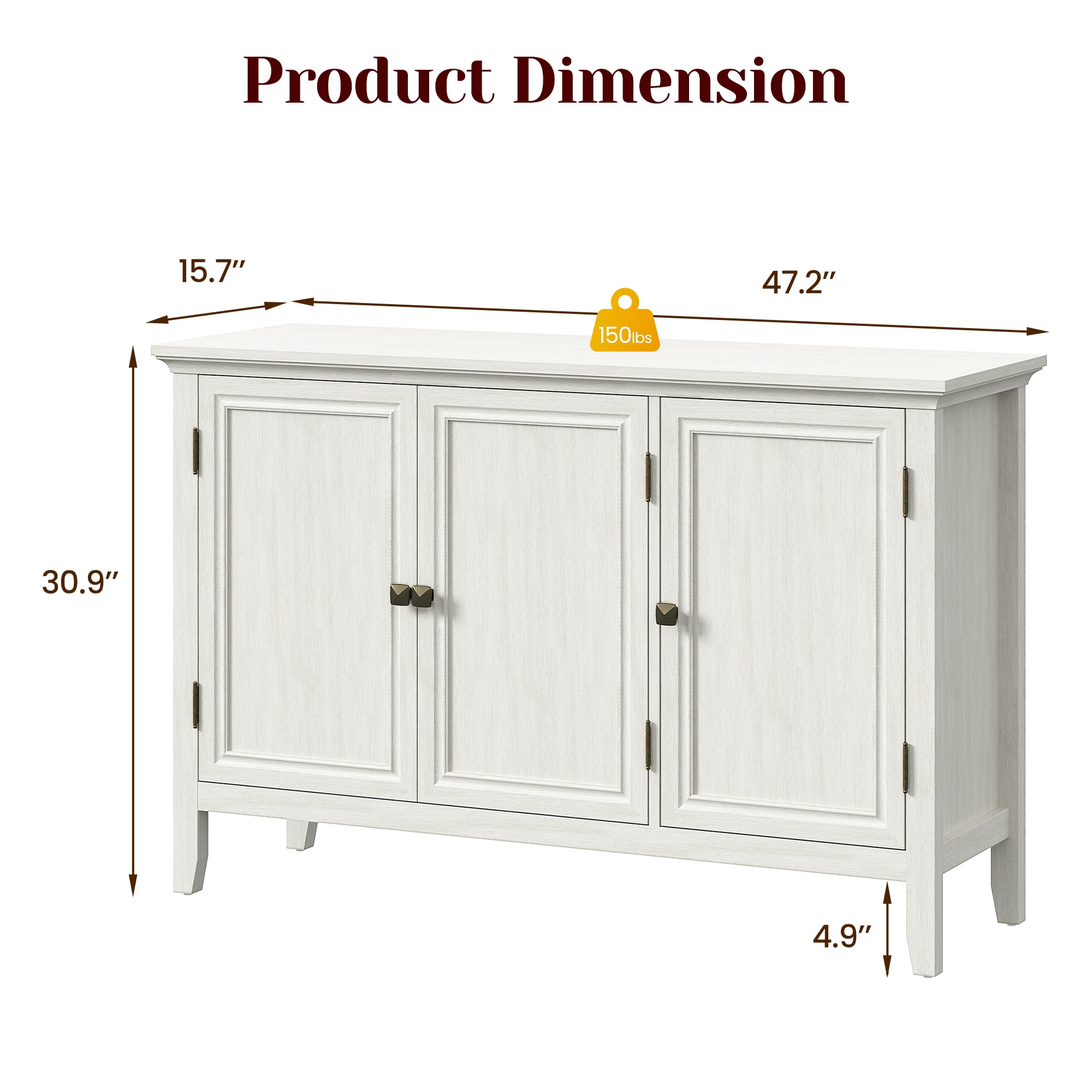 Buffet Cabinet with Doors and Adjustable Shelves, Bohemian Sideboard, Wood Credenza Cabinet Organizer for Bedroom, Living Room, Dining Room, Hallway