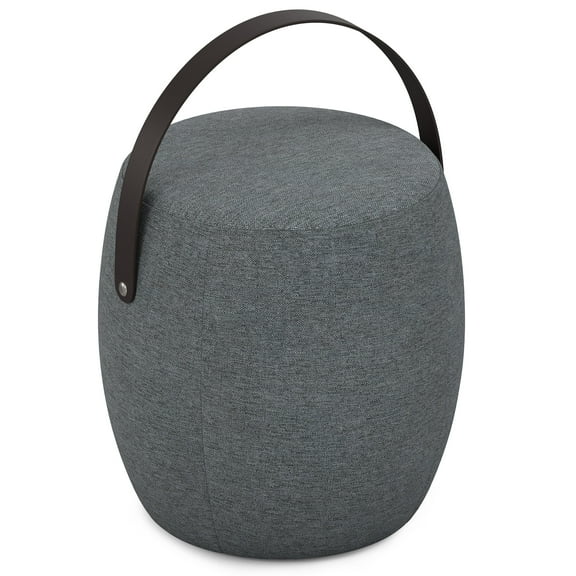 Simpli Home Ramsay 16 inch Wide Contemporary Irregular Footstool in Grey Linen Look Fabric, Fully Assembled