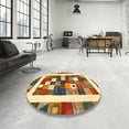 thumbnail image 3 of Ahgly Company Indoor Square Contemporary Brown Red Abstract Area Rugs, 7' Square, 3 of 6