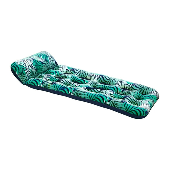 Pool Float Lounge Aqua Contour Refrigerantes, 18 bolsillos, helechos color verde azulado