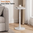 thumbnail image 4 of 12" Round Side Table, Solid Wood Pillar with Wood Top & Base, Small Drink Accent Table for Living Room, Bedroom, Sofa & Office, Easy Assembly, White, 4 of 17