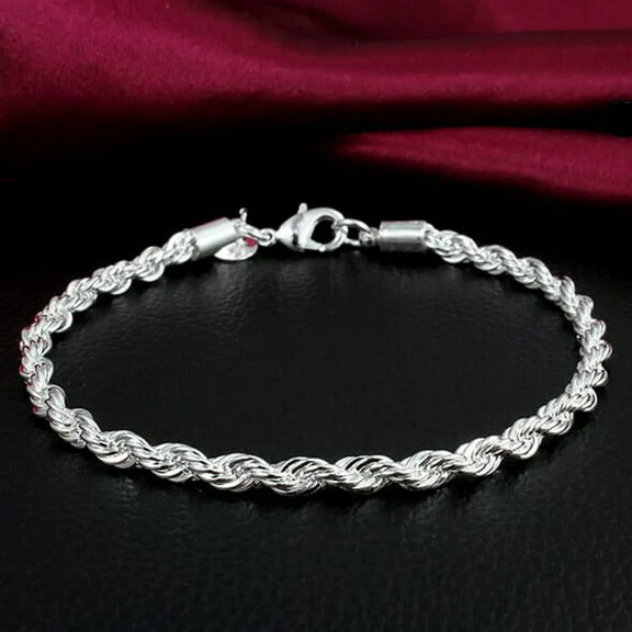 925 Sterling Silver Twine Shape Bracelet Beautiful Women's Jewelry Wholesale