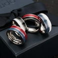 thumbnail image 2 of PAMTIER Fidget Spinner Ring for Anxiety Relief Men Women Spinner Rings Rotatable Stainless Steel Band with Black Red Spinning Stripes Size 11, 2 of 3