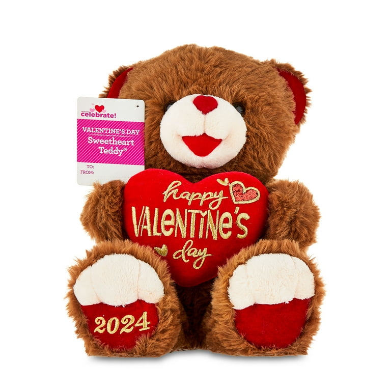 Valentine's Day Sweetheart Plush Teddy Bear, Brown, 10 in, by Way To  Celebrate 