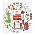 thumbnail image 3 of Ambesonne Travel Shower Curtain, Sketchy Famous Tourist, 69"Wx84"L, Multicolor, 3 of 5