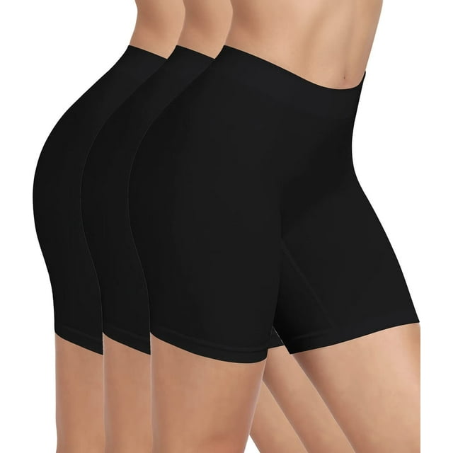 Lot de 3 Shorts Gainants pour Femmes à Porter sous une Robe, Shorts de Yoga Confortables Sans Coutures et Lisses, Shorts de Cycliste d'Entraînement
