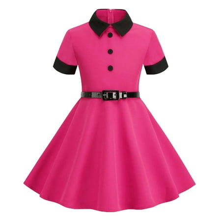 

Short Sleeve Belt Splicing Vintage Children s Dress Dress Girls Dresses Casual Toddler Dress Cardigan Stylish Outfits for Girls plus Size Two Piece Dresses for Kids Bunny Dress And Dresses Birthday