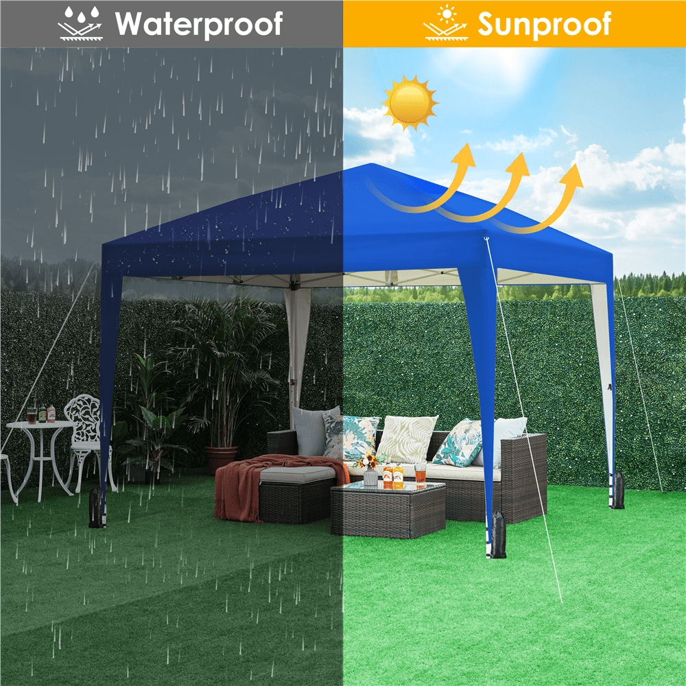 Renwick 12x12 Ft Pop Up Canopy Tent with 4 Sidewalls, Blue