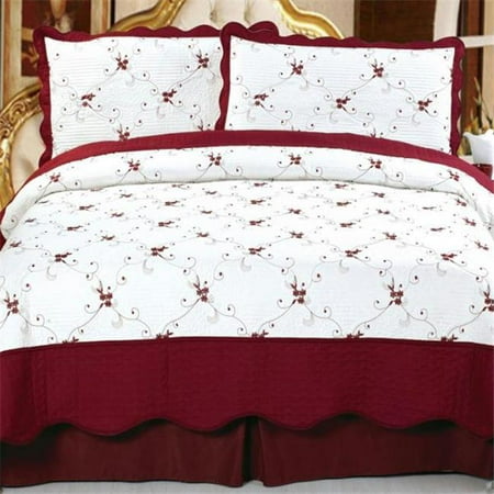 Lavish Home Chloe 3 pc Embroidered Quilt Set Full-Queen