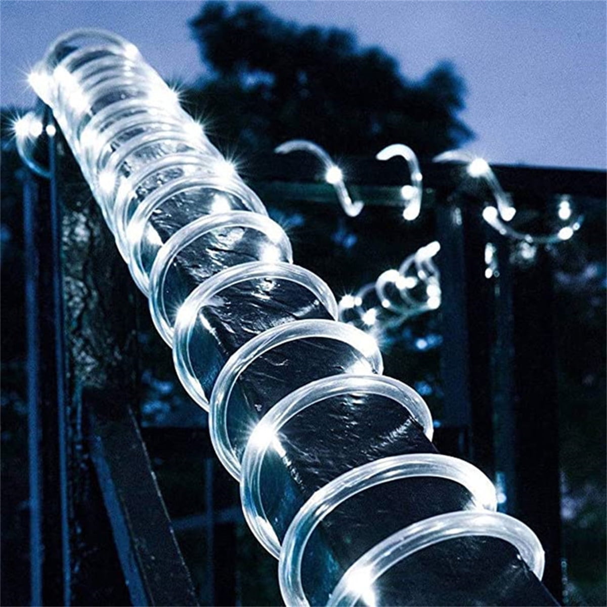 White Solar String Lights, Outdoor Waterproof LED Solar Powered Light, 72ft 200 LED Fairy Lights 8 Modes Wire Lights for Christmas Party Tree Wedding Yard Decorations, 2 Pack