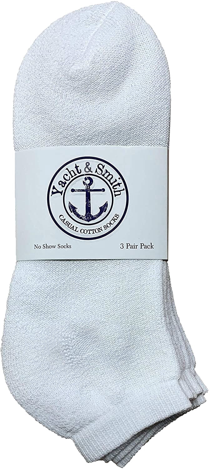 SOCKS'NBULK 12 Pairs of Boys Youth No Show Ankle Cotton Value Pack Children Socks (6-8, White)