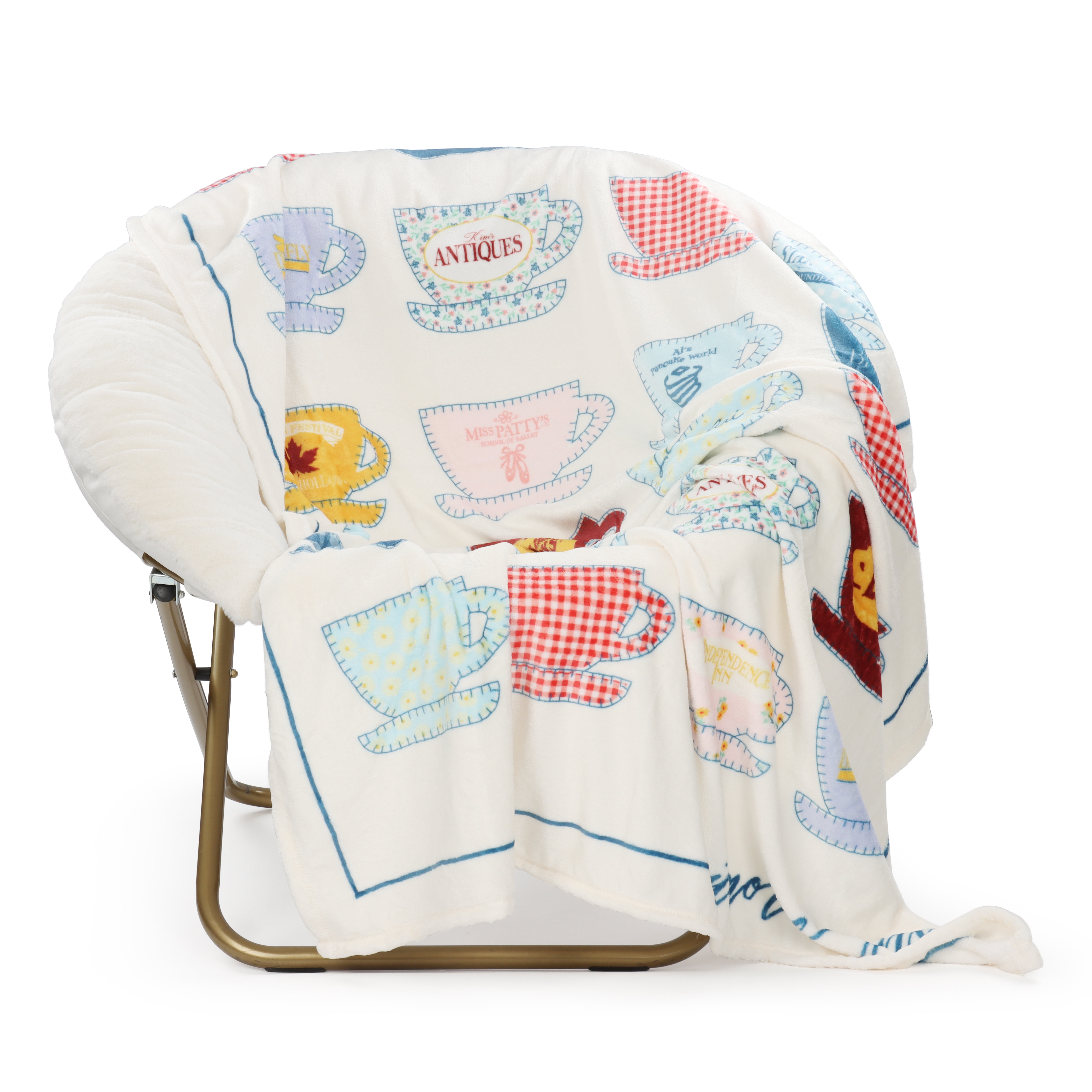 Gilmore Girls Silk Touch Throw Blanket with Coffee Cup Quilt Pattern, All Ages, Multicolor, 50" x 70"