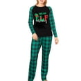 thumbnail image 2 of Elippeo Family Matching Christmas Pajamas, Letter  Elf Boot Print Long-Sleeved Round Neck Tops + Plaid Pattern Trousers Sleepwear, 2 of 10
