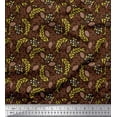 thumbnail image 1 of Soimoi Brown Rayon Crepe Fabric & Leaves Printed Craft Fabric by the Yard 46 Inch Wide, 1 of 3