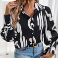 thumbnail image 4 of Camisa Superior Blusas femeninas Tops Casual Impreso Elegante Cómodo Turndown Collar Streetwear Traje Cgtredaw Negro L para Mujer, 4 of 7