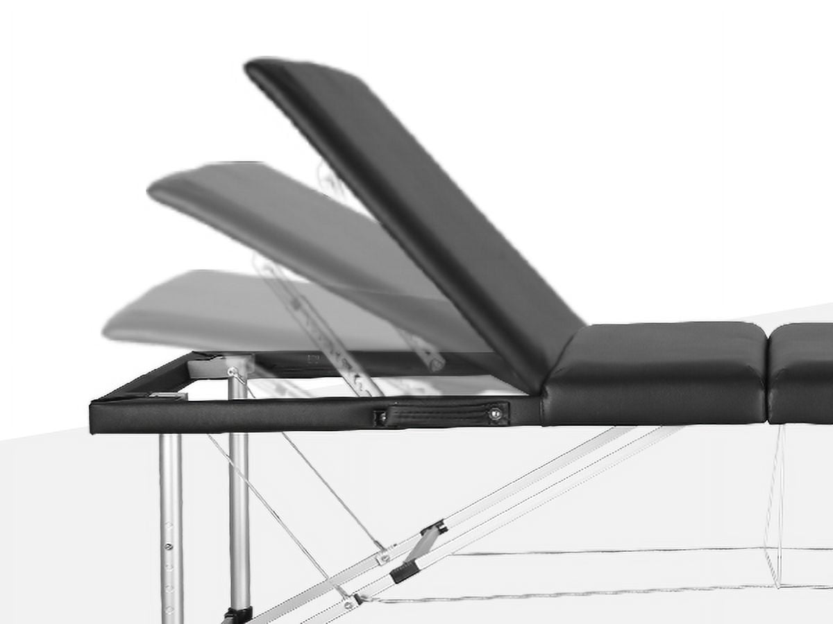Naipo 3-Section Massage Table 73''Long 82'' Height Adjustable Folding with Carrying Bag for Salon Lash Treatments, Maximum weight capacity 661lbs, Black