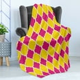 thumbnail image 4 of Abstract Soft Flannel Fleece Blanket, Colorful Modern Patterns with Geometrical Lantern Shapes Design Bicolour Art, Cozy Plush for Indoor and Outdoor Use, 70" x 90", Yellow Hot Pink, by Ambesonne, 4 of 5