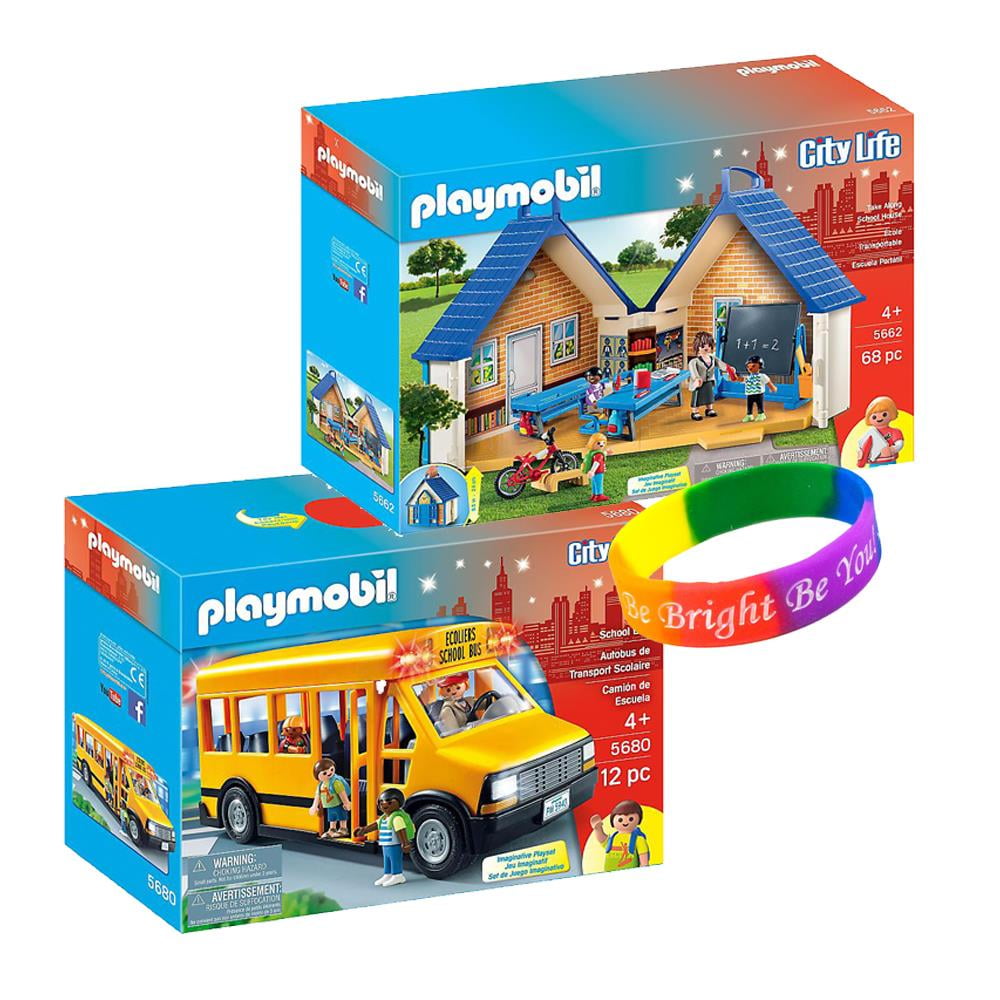 playmobil school bus with flashing lights