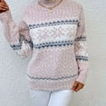 thumbnail image 4 of SWSMCLT Women's Long Sleeve Sweater Knit Christmas Pullover Sweaters Cute Chunky Warm Printed Winter Drop Shoulder Pink Large, 4 of 4