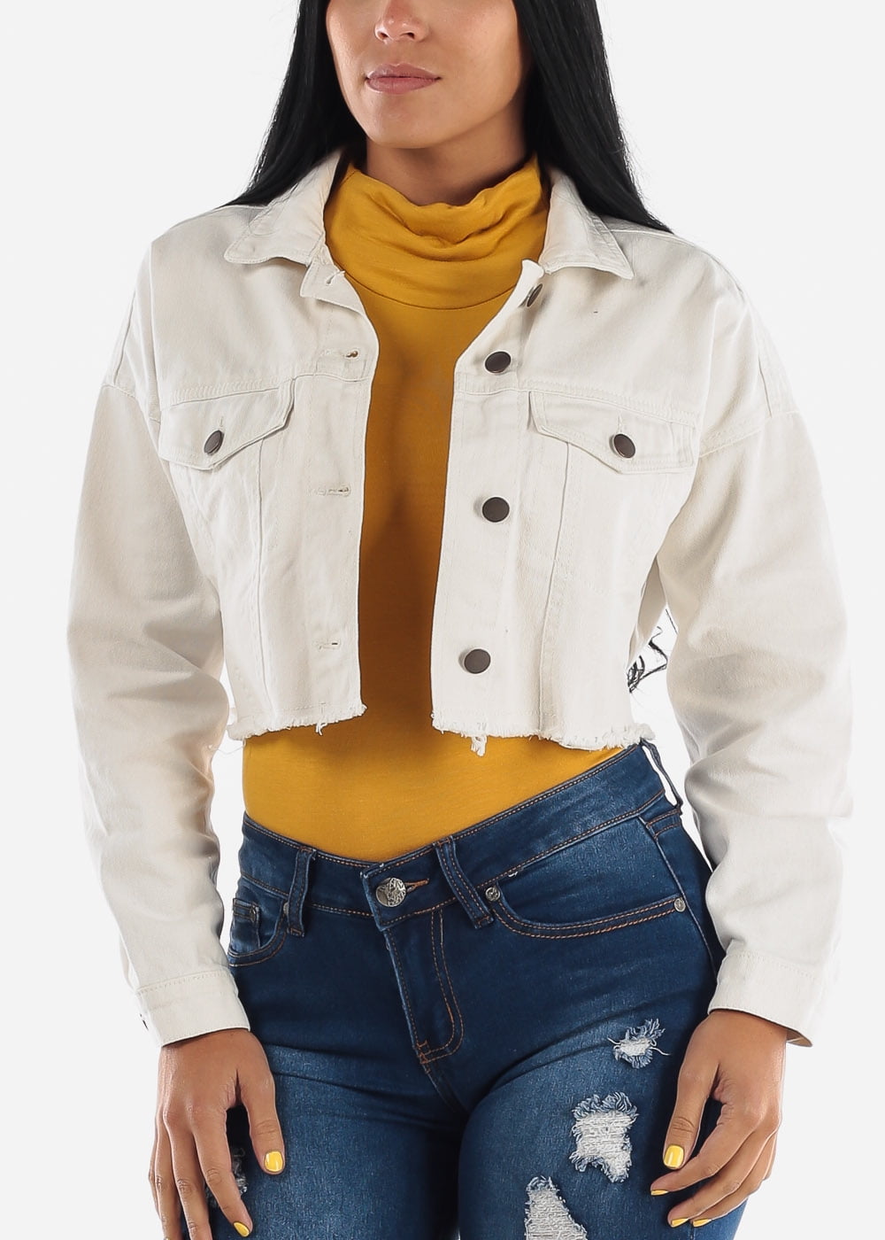 juniors white jean jacket