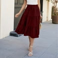 thumbnail image 2 of RUTAYY Bohemian Style Tiered Flared Midi Skirt For Women Flowing A-Line Skirt With Lightweight Fabric For Casual Wear And Beach Outings Solid Color Smocked Boho Pleated Skirts, 2 of 7
