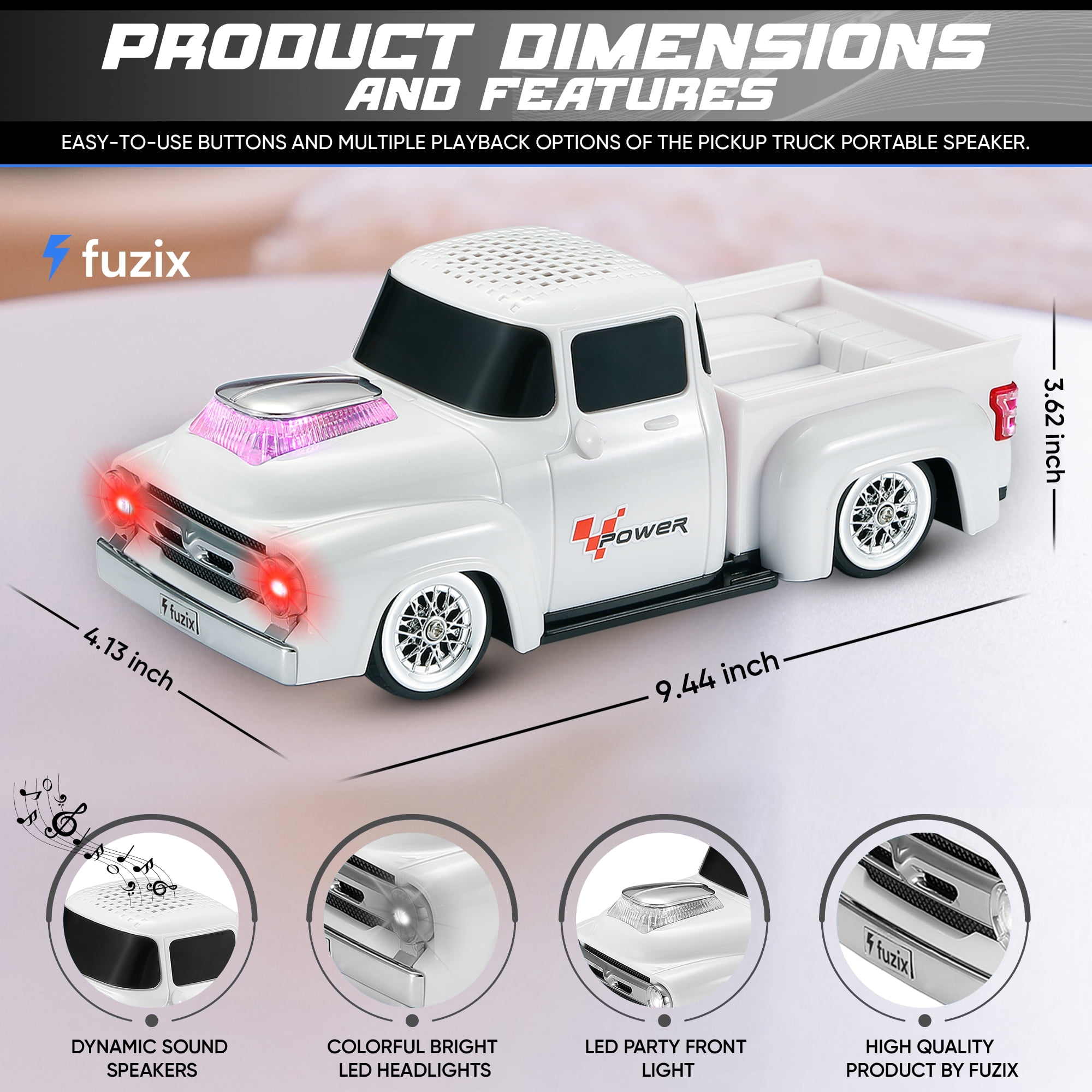 Fuzix WS-538 Car Bluetooth Portable Speaker with LED AUX USB FM Rechargeable