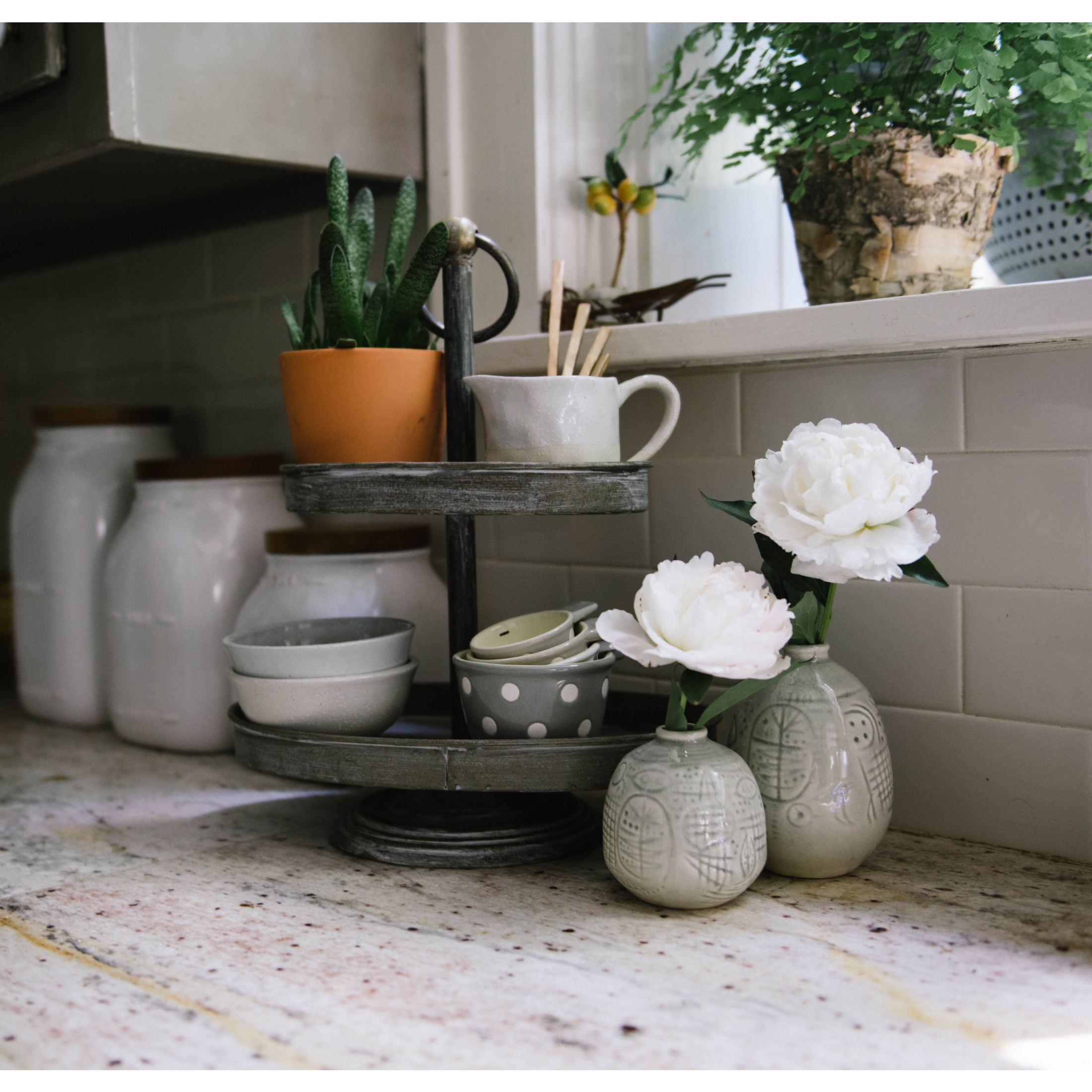 Creative Co-Op Decorative Metal 2-Tier Tray
