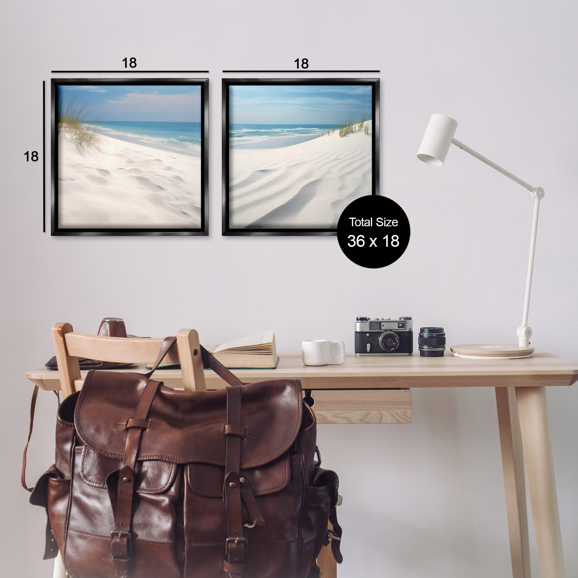 Stupell Industries Serene Beach Sand Dune Landscape & Nature Photography Black Floater Framed Canvas Art Print Wall Art, 18 x 18, Set of 2