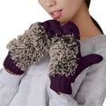 thumbnail image 3 of Purple Gloves Mittens Women's Knitted Warm Cartoon Hedgehog Winter Fleece Cotton Thick Gloves, 3 of 6