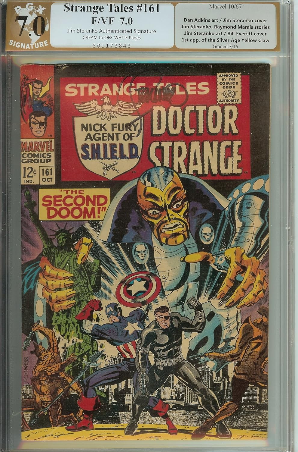 Strange Tales #161 Signed Jim Steranko PGX 7.0