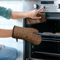 thumbnail image 2 of Brown Red Yellow Plaid Checkered Pattern Kitchen Oven Mitt and Pot Holder Sets 4 Pcs for Baking, Cooking and Grilling, Heat Resistant Up To 392 °F, 2 of 7