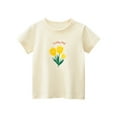 thumbnail image 2 of LYMAYTER Baby Toddler Short Sleeve T-Shirt for Girls,Kids 100% Organic Cotton Tee Crew Neck Flower Tees Shirts,Size 1-8Y, 2 of 11